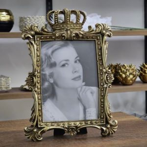 Portarretrato reina resina color dorado foto 5x7 decoración